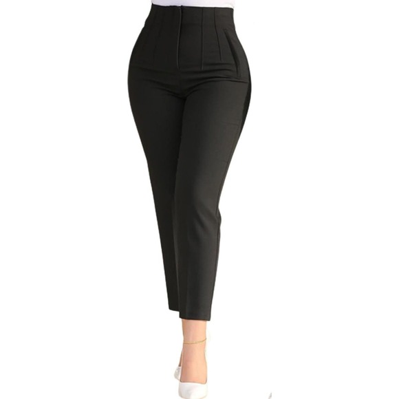 The Unbranded Brand Pants - Women's M Black Dress Pants High Waisted Straight Leg Pleated Business Casual